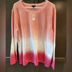 New Talbots Ombré Long Sleeves Crew Neck Sweater, 2X